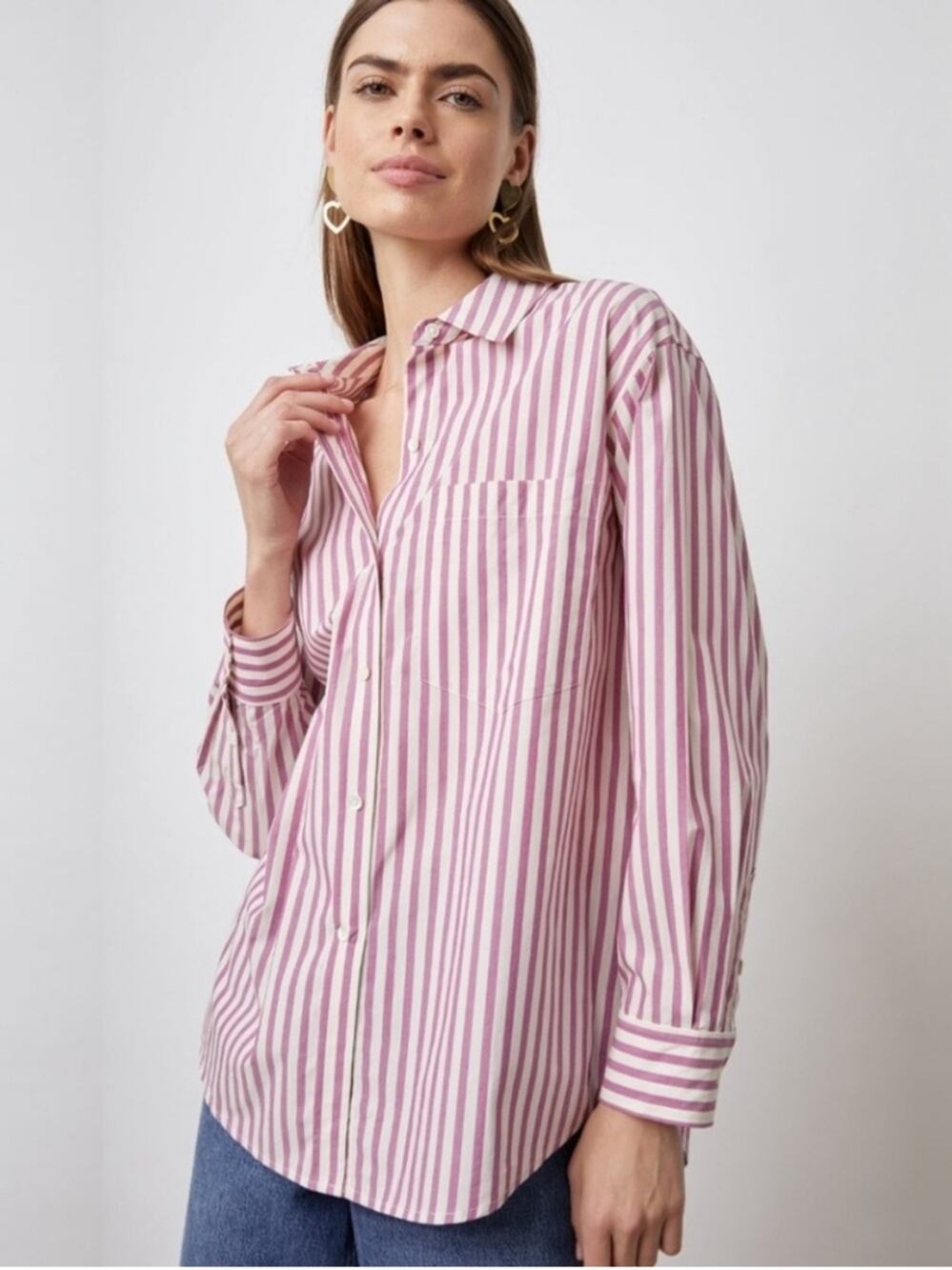 RAILS $198 Arlo Cali Stripe Pink Button-Down Women's Shirt Large EUC